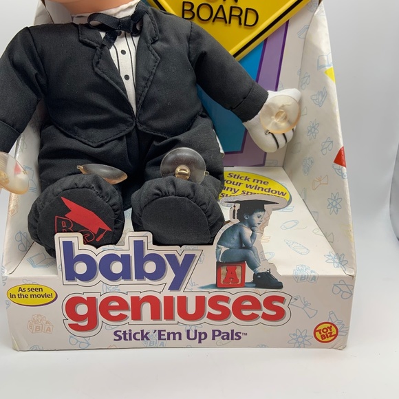 Vintage Baby Genius Stick 'Em Up Pals Baby Genius On Board Doll and Sign in Box - Picture 3 of 13